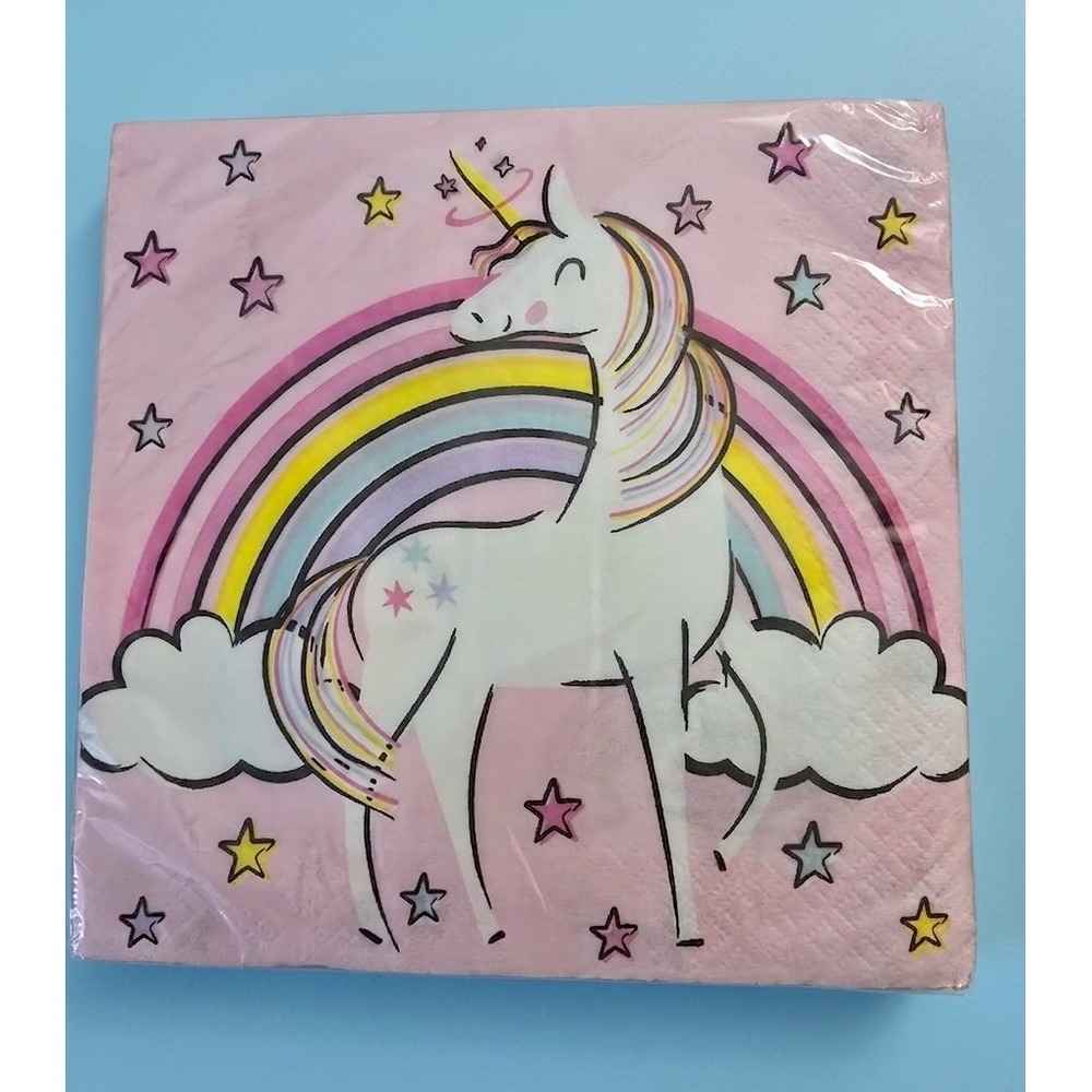 321! Unicorns Decorative Party Napkins 16ct 2-Ply 13in Paper Pink